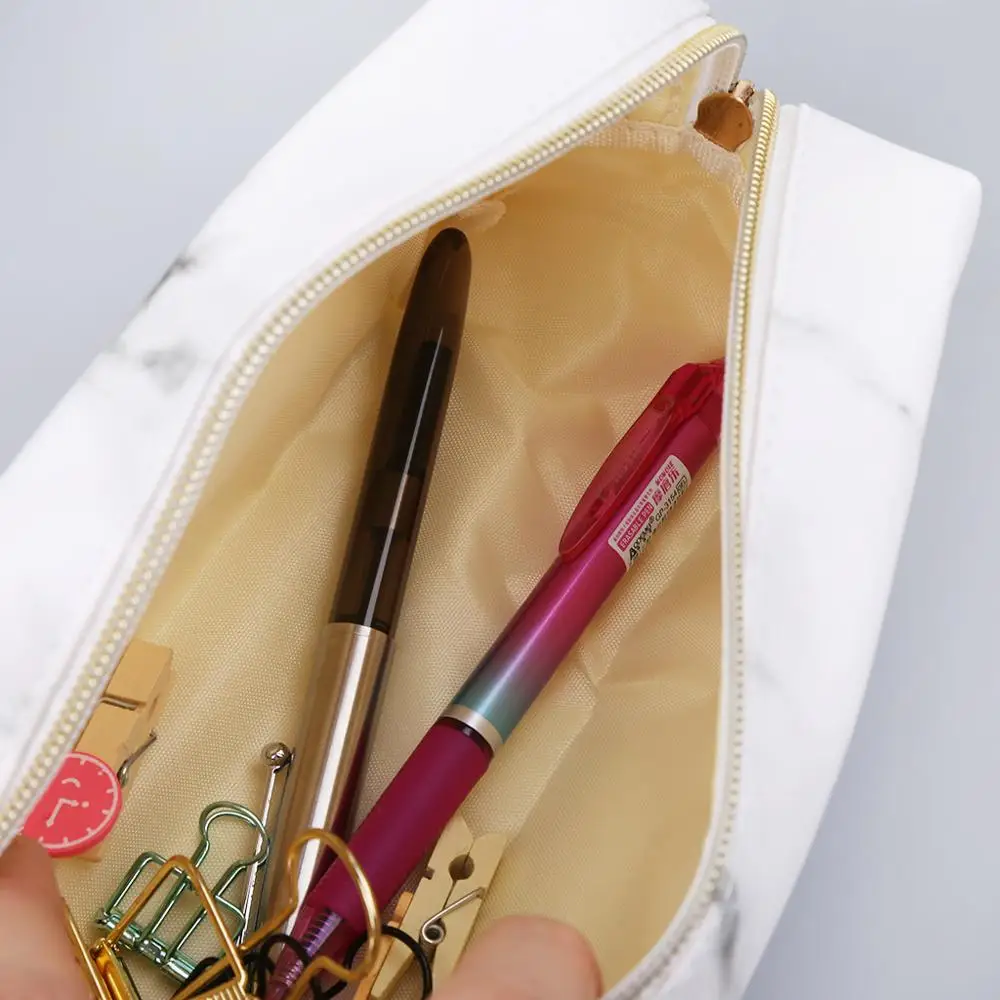 Большой милый пенал Чехол пенал для ручек сумок с застежкой-молнией Мрамор для хранения косметических принадлежностей, расходные материалы