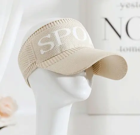 beige Открытый Для женщин Повседневное поездки солнцезащитный козырек гибкие Вязание имеет Гольф Кепки Кепка с козырьком от солнца Спорт Письмо солнцезащитная Кепка - Цвет: beige