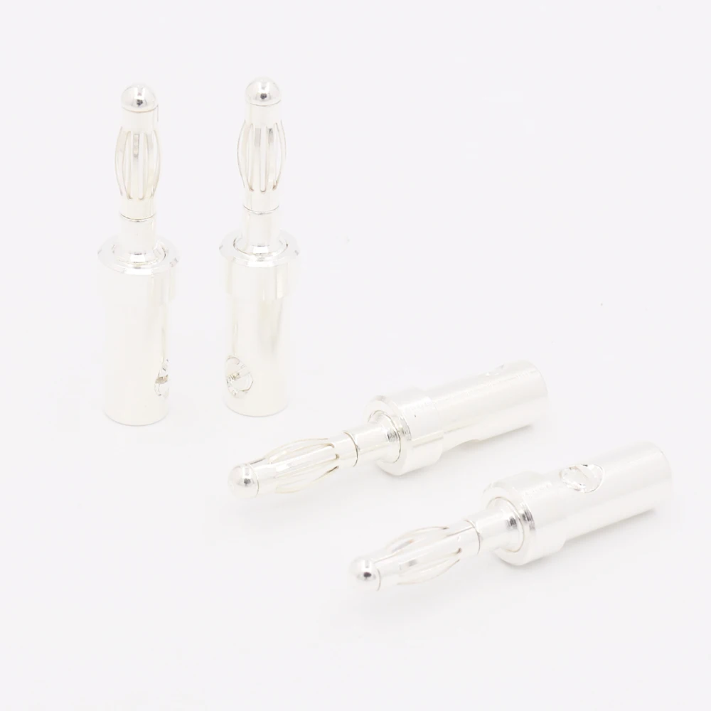 8PCS without logo audio High quality Pure Silver Plated Banana Plug Speaker Cable Wire Connector