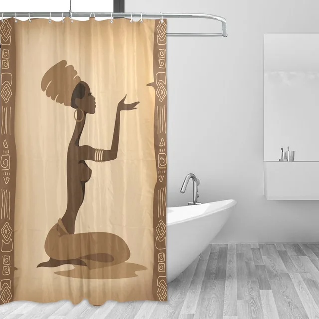 Polyester Rideau Pour La Salle De Bain Femmes Africaines Rideau De ... Polyester Rideau Pour La Salle De Bain Femmes Africaines Rideau De ...