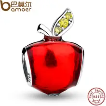 Original de apple rojo blanco como la nieve de ley 925 de plata de bolas de ajuste pulsera y collar de la joyería auténtica accesorios pas078