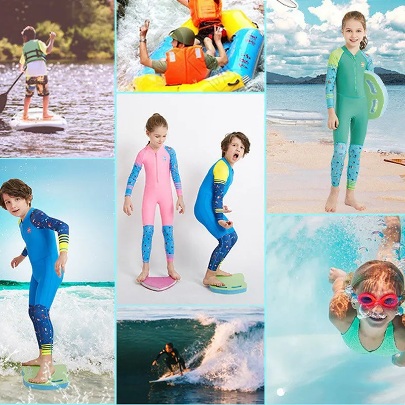 Детский UPF50+ костюм для дайвинга, полный гидрокостюм, купальник на молнии спереди для девочек и мальчиков, цельнокроеная полосатая блузка с длинными рукавами Защита от солнца УФ