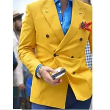 Последние конструкции пальто желтый пиджак, мужские костюмы обтягивающий официальный для жениха для выпускного костюм куртки для Для мужчин