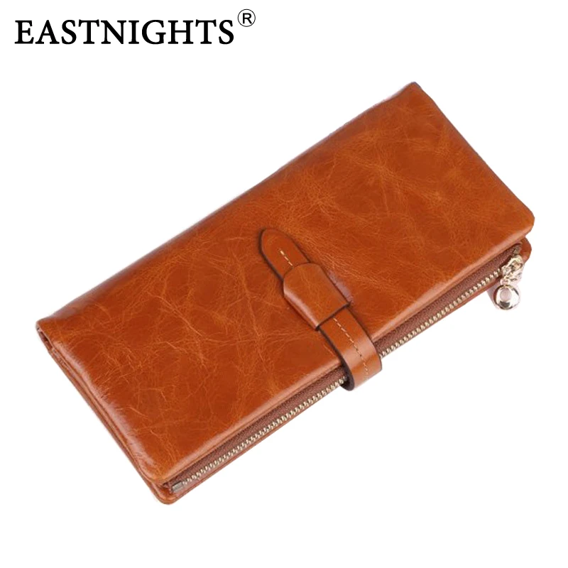 EASTNIGHTS Vintage wallets Genuine Leather women wallets European fashion purse cow real Leather wallet long style brand quality