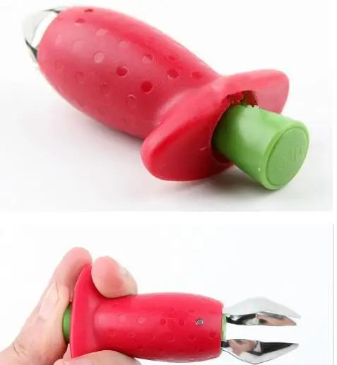 Strawberry Hullers Metal +Plastic Fruit Remove Stalks Device Tomato Stalks Strawberry Knife Stem Remover Fruit Slicer