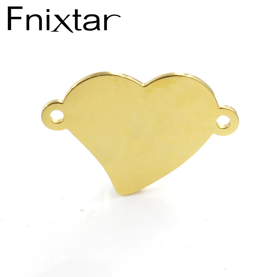 

Fnixtar 17.25*25.4mm Stainless Steel Mirror Polished Love Heart Charms Connectors DIY Jewelry Making Pendant 20piece/lot
