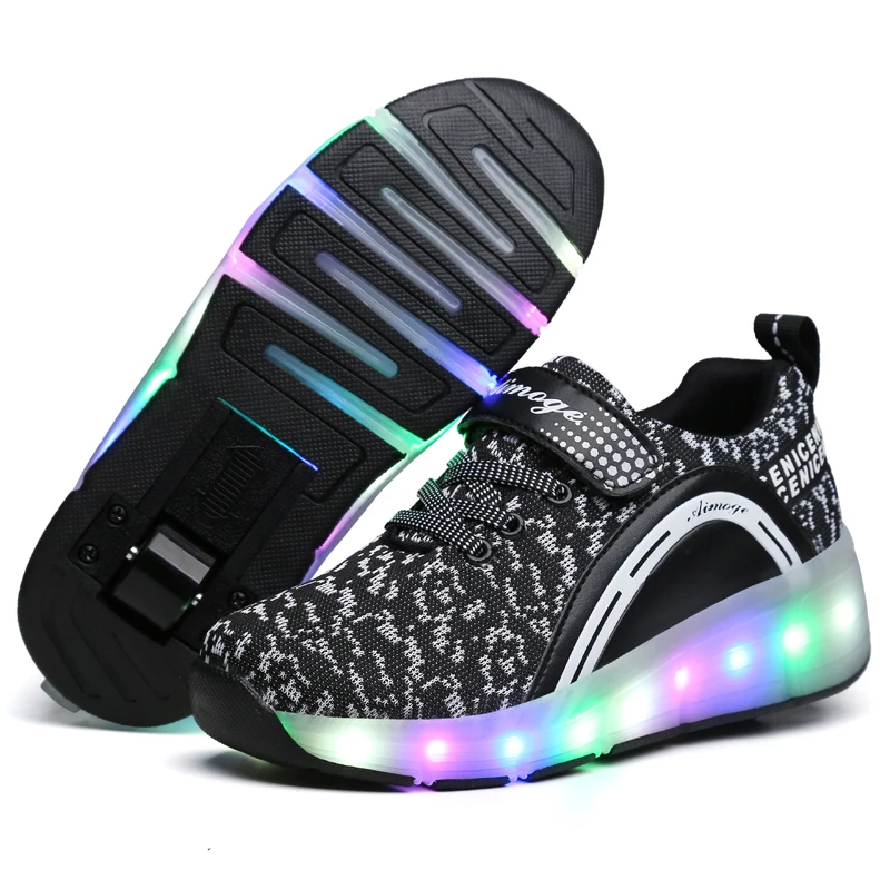 

2018 Heelys LED Light Sneakers with Wheel Boy Girl Roller Skate Casual Shoe with Roller Girl Zapatillas Zapatos Con Ruedas