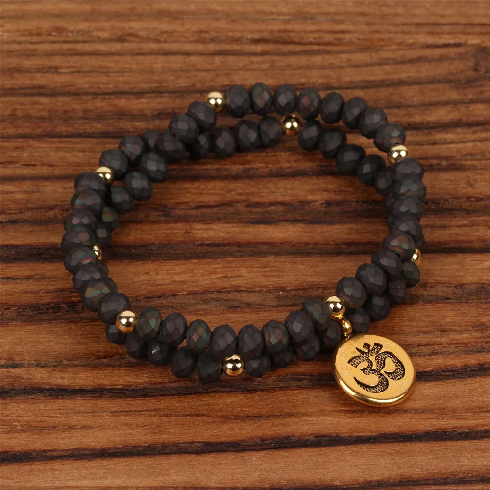 

Facted Crystal Beads Handmade Bracelet Women Multi-Layer Lotus Yoga Buddha Charm Bracelets Meditation Friendship Jewelry Pulsera