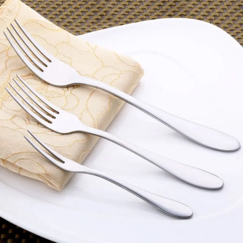 Stainless Steel Fruit Forks Korea Dessert Fork Long Handle Silver Fork