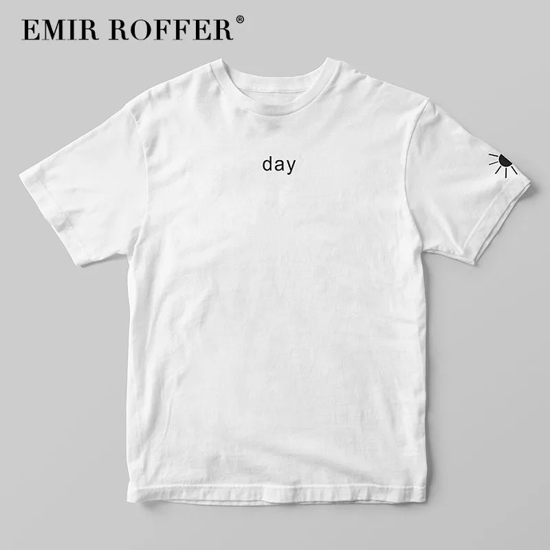 EMIR ROFFER футболка для дня и ночи женская черно белая с принтом уличная одежда Harajuku