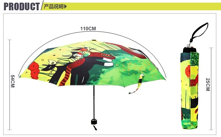 TIANQI известный Картина маслом зонтик для женщин анти-УФ Parosal водонепроницаемый Зонты кошка paraguas
