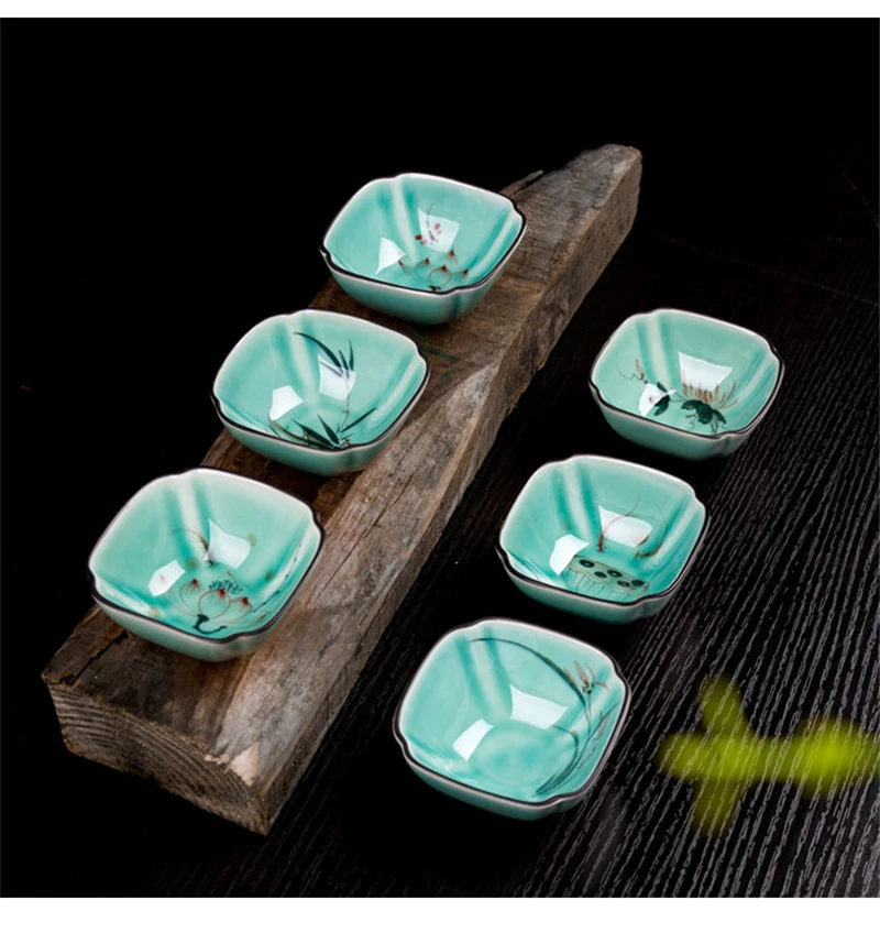 7 Chinese Tea Cup Ceramic Celadon Kung Fu Tea Set Drinkware Retro Gaiwan Teacup Blue And White Porcelain Coffee Cups Mug