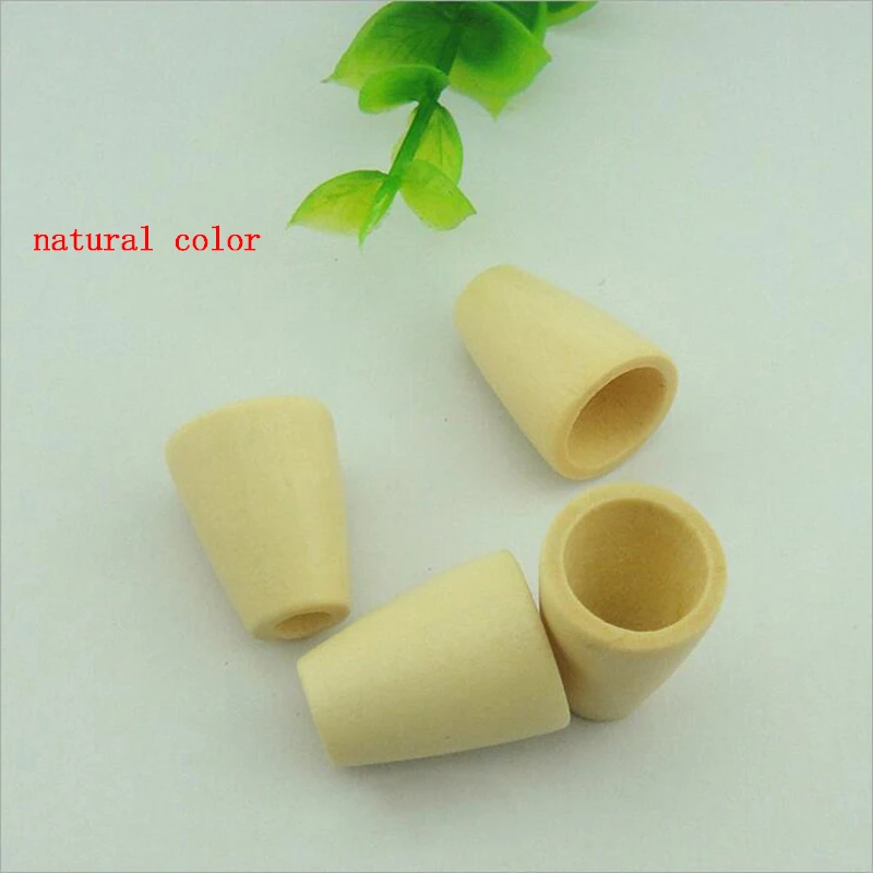 100 pcs/lot Wooden Conical Shape Cord End Jewelry Making Hat Jacket Accessory DIY Craft Supply 4 Colors 10x14x20 mm