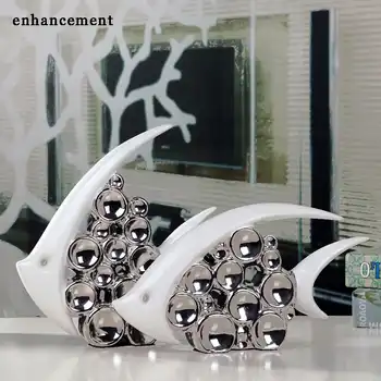 Bouble Couple Kiss Fish Vase Modern Ceramic Furnishing Articles For Living Room Home Decoration Silver Bubble