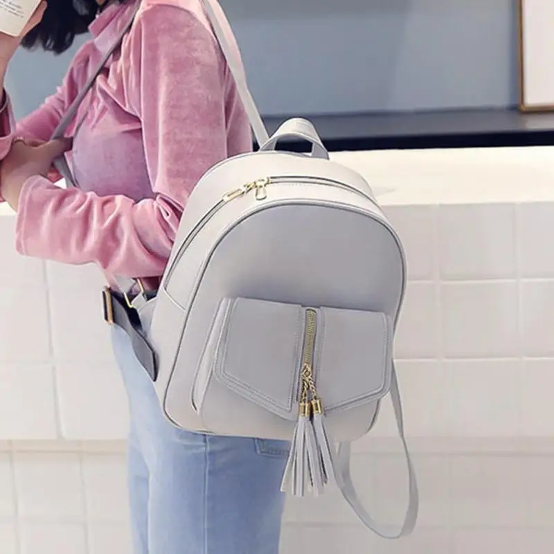 3 unids/set Bowknot elegante compuesto de las mujeres borlas de cuero escuela Mochila mochilas mujer bolsa de hombro bolso Mochila