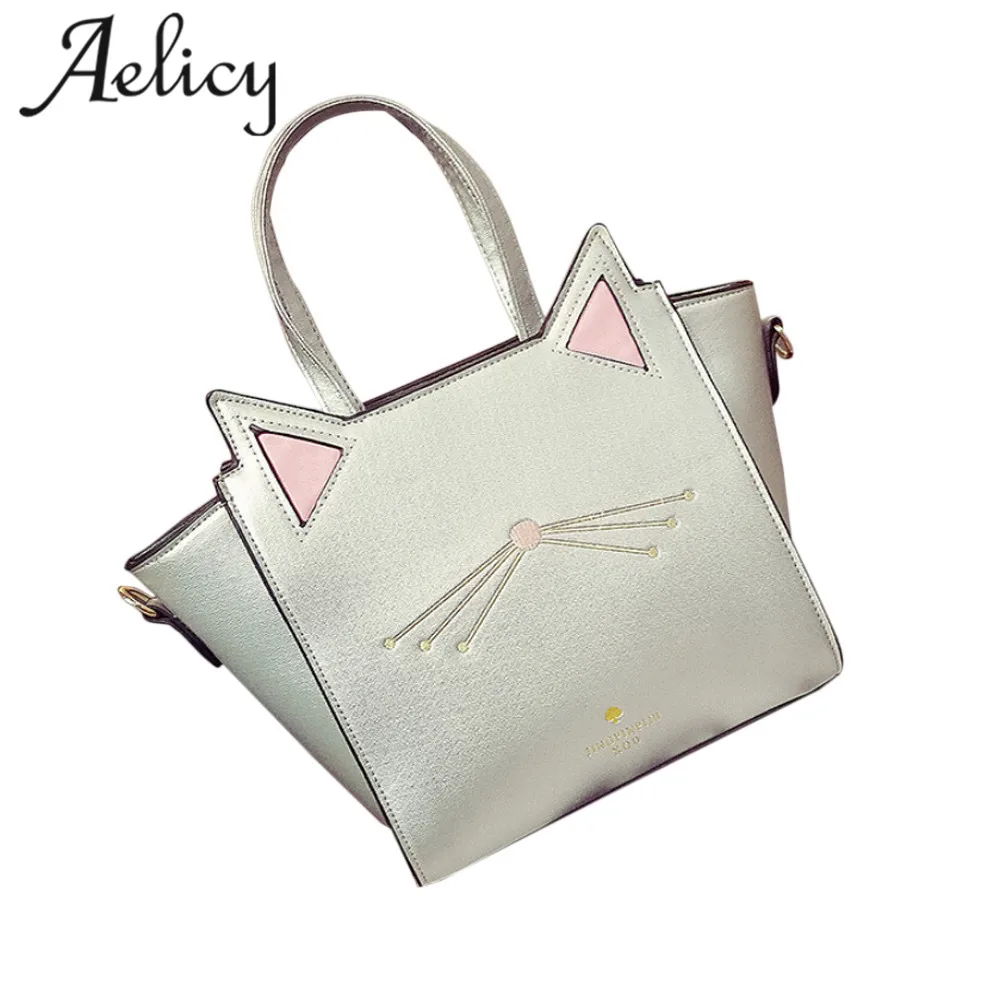 Aelicy Большая вместительная сумка с милыми кошачьими ушками из искусственной кожи, женская сумка-мессенджер через плечо, женская сумка на плечо