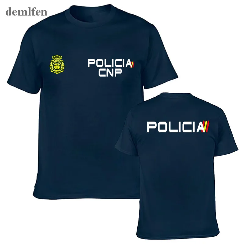 Espana Policia испанская национальная полиция Espana Policia Anti Riot Swat Geo Goes Special Forces Мужская футболка футболки для фитнеса уличная одежда - Цвет: navy