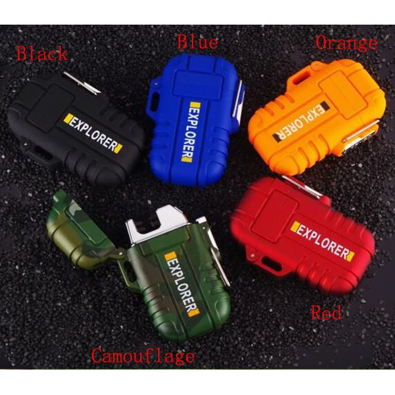 

Explorer USB Electric Double Arc Lighter Rechargeable Windproof Torch Lighter F18 Cigarette Dual Thunder Cross Plasma Lighter