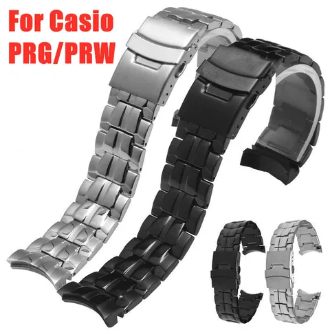 Faixa de Relógio de Pulso de Aço Inoxidável para o Relógio Substituição Cinta Casio – 260 270 500 250 t Prw2000 2500 3510 3500 5000 18mm Prg-200