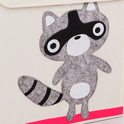 Raccoon Мультяшный складной креативный ящик для хранения, детские игрушки, одежда, органайзер для мелочей, милый Контейнер для животных с крышкой для детей, лиса, попугай 30*30 - Цвет: Raccoon