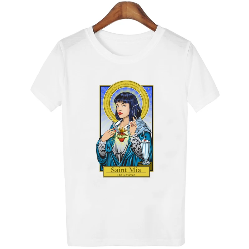 Женская футболка в стиле ретро с принтом в стиле знаменитостей Санта-Миа и Сейнт-Джулс, веселая, шикарная, католическая одежда, повседневные женские Топы в стиле Харадзюку