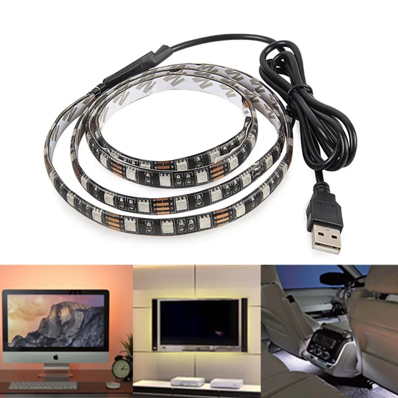 5 В USB светодиодная лента 5050 60 светодиодов/m 0.5 м 1 2 rgb подсветкой ТВ Задний план с 3