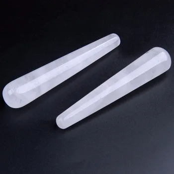 

1pcs Natural Quartz Stone Rock Crystal Healing Massage Wands Stick Anti Age Tool