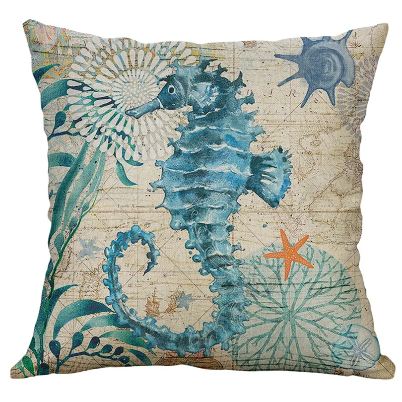 Marine Life Coral Sea Turtle Seahorse Whale Octopus Cushion Cover Pillow Cover Home Pillow Cases Drop Shipping #3M07 (5)