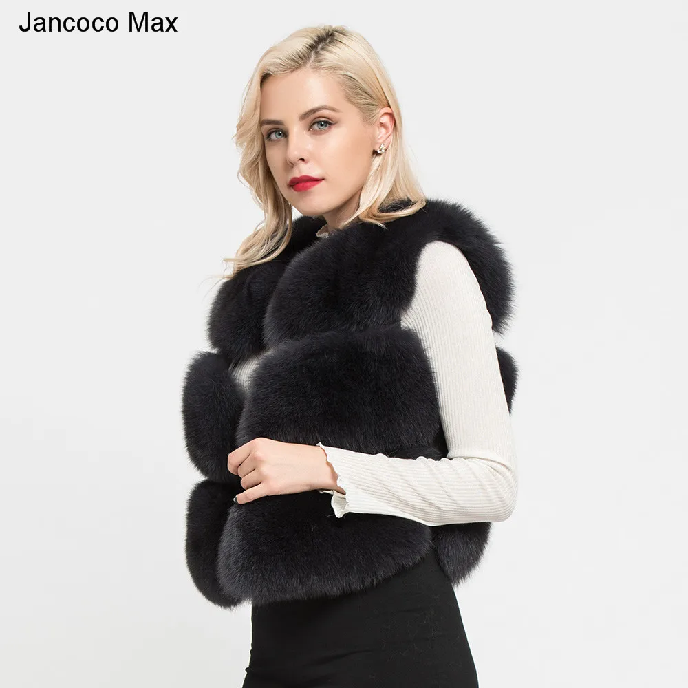 Jancoco Max, женский жилет из натурального Лисьего меха, зимний теплый жилет высокого качества, 3 ряда, пальто без рукавов, модный жилет S7162