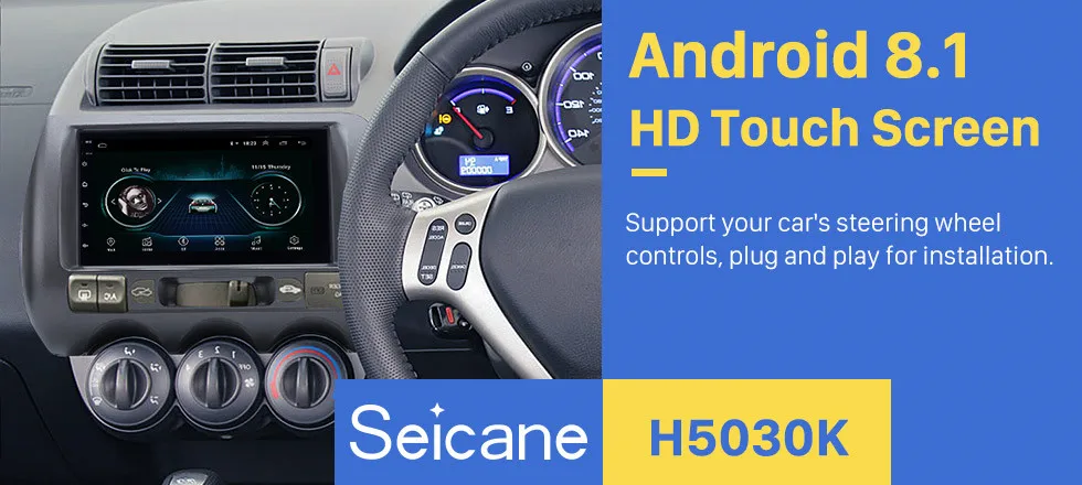 Seicane 2din Android 8,1 " Автомобильный Радио мультимедийный плеер Wifi gps головное устройство для 2002 2003 2005 2006-2008 HONDA Jazz(Руководство AC, RHD