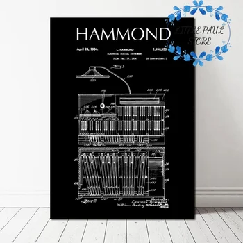 

Abstract Keyboard Musical Instrument Blueprint Art Canvas Poster Wall Picture for Room No Frame
