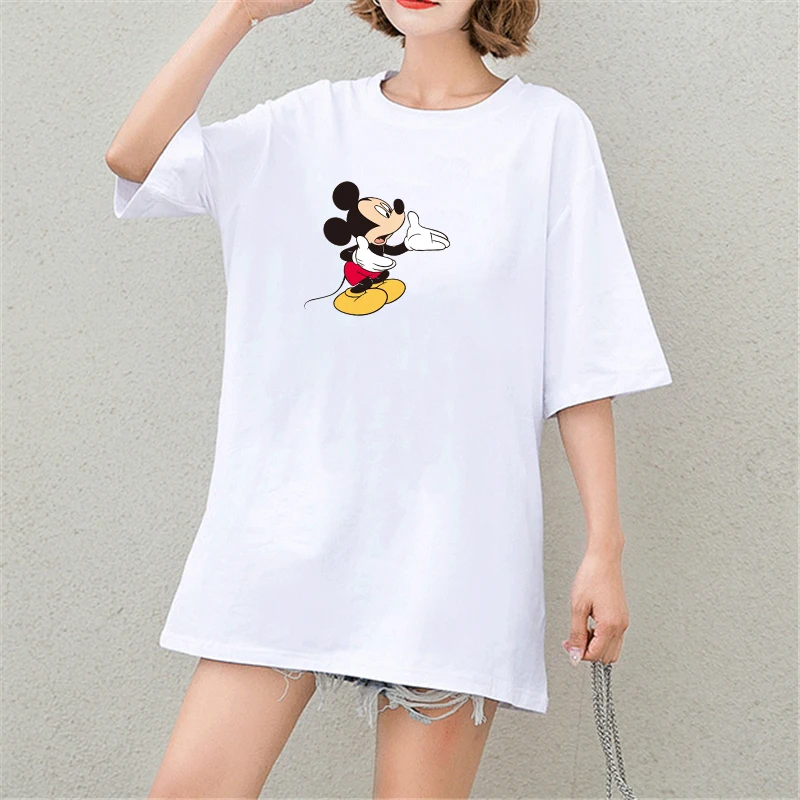 

2019 Summer T Shirt Mickey Mouse Print Cotton Casual Plus Size Tshirt Graphic Tees Harajuku T Shirts Streetwear Women Clothes
