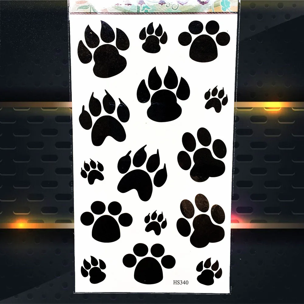 

25 Style Dog Pet Paws Waterproof Black Temporary Tattoo Sticker Kids Chidren Body Art Arm Faje Flash Cartoon Tattoo Summer Style