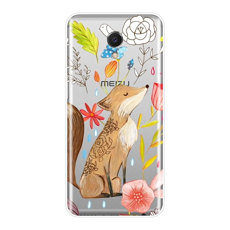 Мягкая задняя крышка для Meizu M2 M3 M5 M6 Note цветы мопс собака кошка лиса чехол телефона