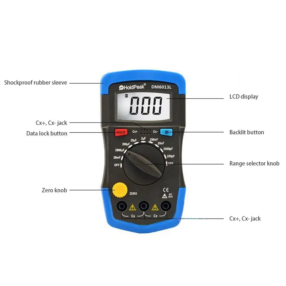 Клен DM6013L цифровой измеритель емкости портативный дисплей измеритель емкости 0-20mF HP36D 1999 отсчетов тестер#40