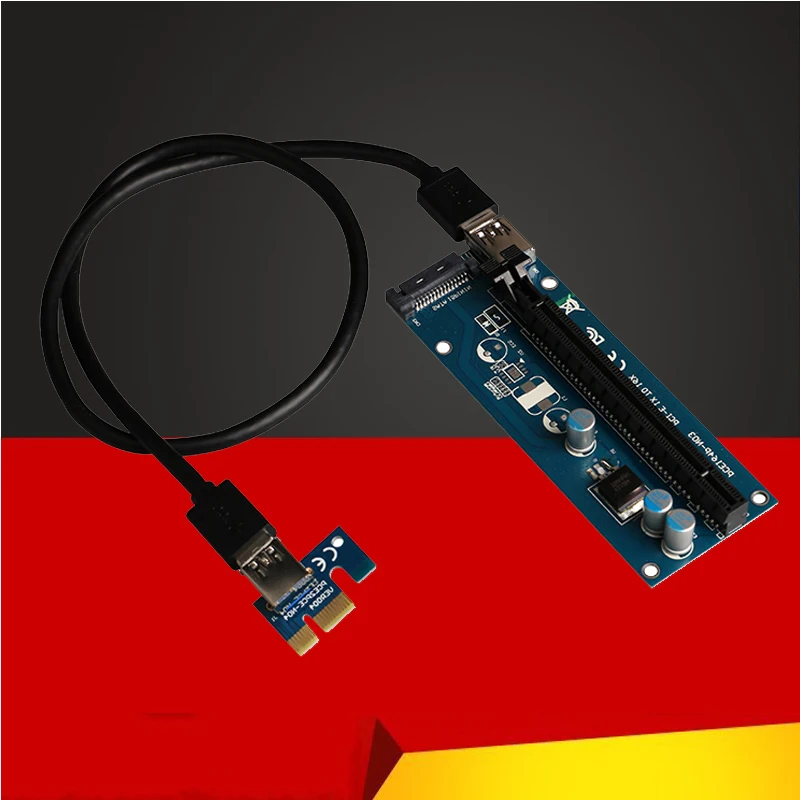 VER007S PCIe 1X до 16X райзер-карта расширения PCI Express адаптер + 60 см USB 3 0 кабель 15Pin SATA