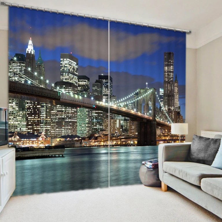 

Modern Home Custom New style Fashion 3D Home Decor Beautiful night view Curtain window room