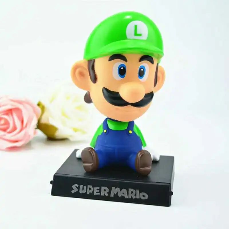 13cm Super Mario Bros Action Figure Toys Mario Head Shaking Figure Model Car Furnishing Articles Baby Toys Toy For Children