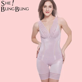 

SheBlingBling Sexy Waist Trainer One-piece Full Body Shaper Corset Without Traces Breathable Abdomen Striped Slim Shapewear