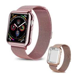 Milanese Loop ремешок для Apple Watch корпус 40 мм 44 мм correa 42 мм 38 мм нержавеющая сталь браслет iwatch 4 защитная лента крышка