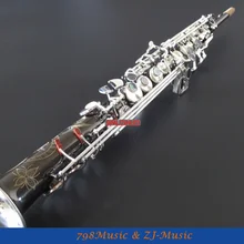 PRO Bb сопрано саксофон, черный, никель корпус, серебряный колокольчик и ключи