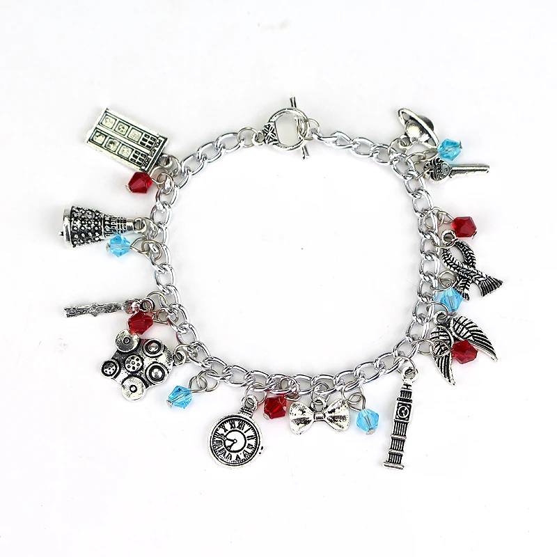 

dongsheng Movie Bracelet TARDIS Doctor Who Inspired Bracelet Alien Robot Police Box Charm Bracelet Silver Tone Charms Bracelet-2