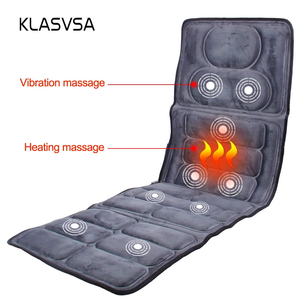  KLASVSA Electric Vibrator Heating Back Neck Massager Mattress Waist Cushion Mat Home Office Relax B