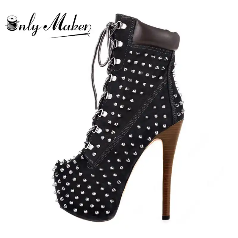 platform lace up heel boots