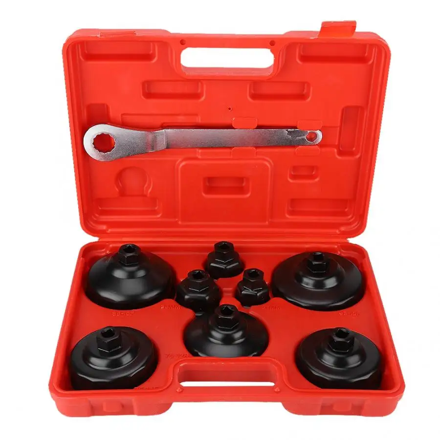 

9Pcs Gas Fuel Gasoline Oil Filter Cap Type Oil Filter Removal Wrench Set Car Auto Engine Box Spanner Repair Tool steel