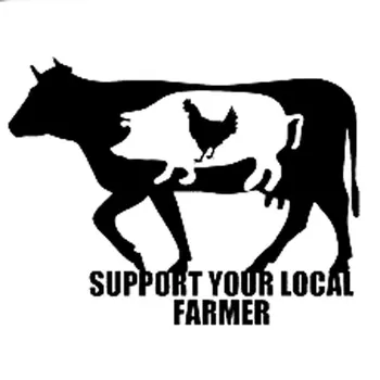 

15CM*11.5CM Your Local Farmer Decal Sticker Car Window Cow Pig Chicken Cute Car Stikers Black/Sliver C8-0176