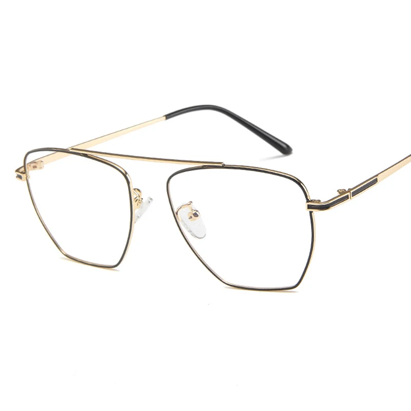 Корейская версия однолучевой моды металлические очки Рамка тренд Ретро плоское зеркало может быть оснащен очки близорукости - Цвет оправы: Black Gold