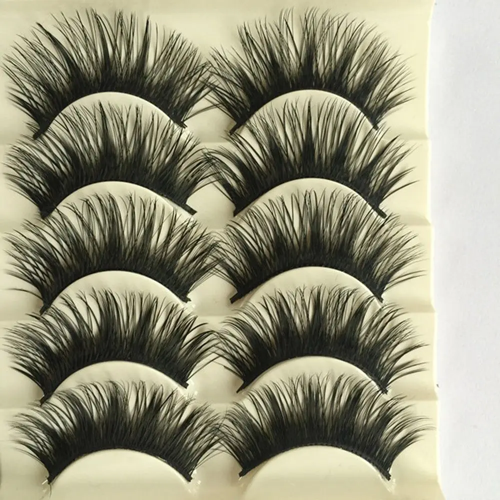 

5Pairs Handmade Black Natural Long Fake Eye Lashes Thick False Eyelashes Makeup Extension Tools