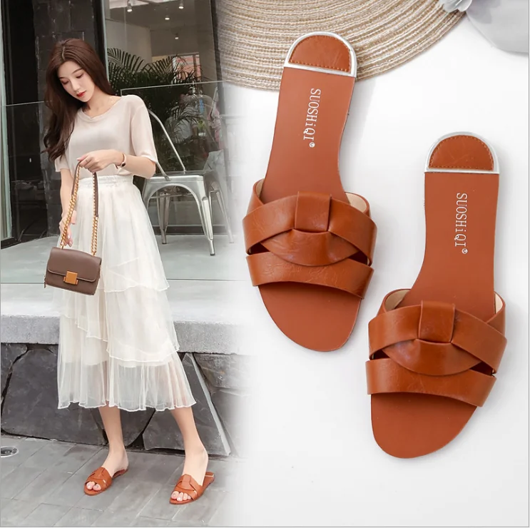 

2019 Beach Women Slippers Sandals Women Slippers Flat Heel Casual Ladies Shoes Outdoor Female Slides