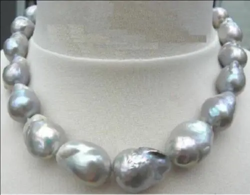 

fast TOP huge 26MM Natural South Sea Genuine silvery gray nuclear Pearl Necklace (A0501)